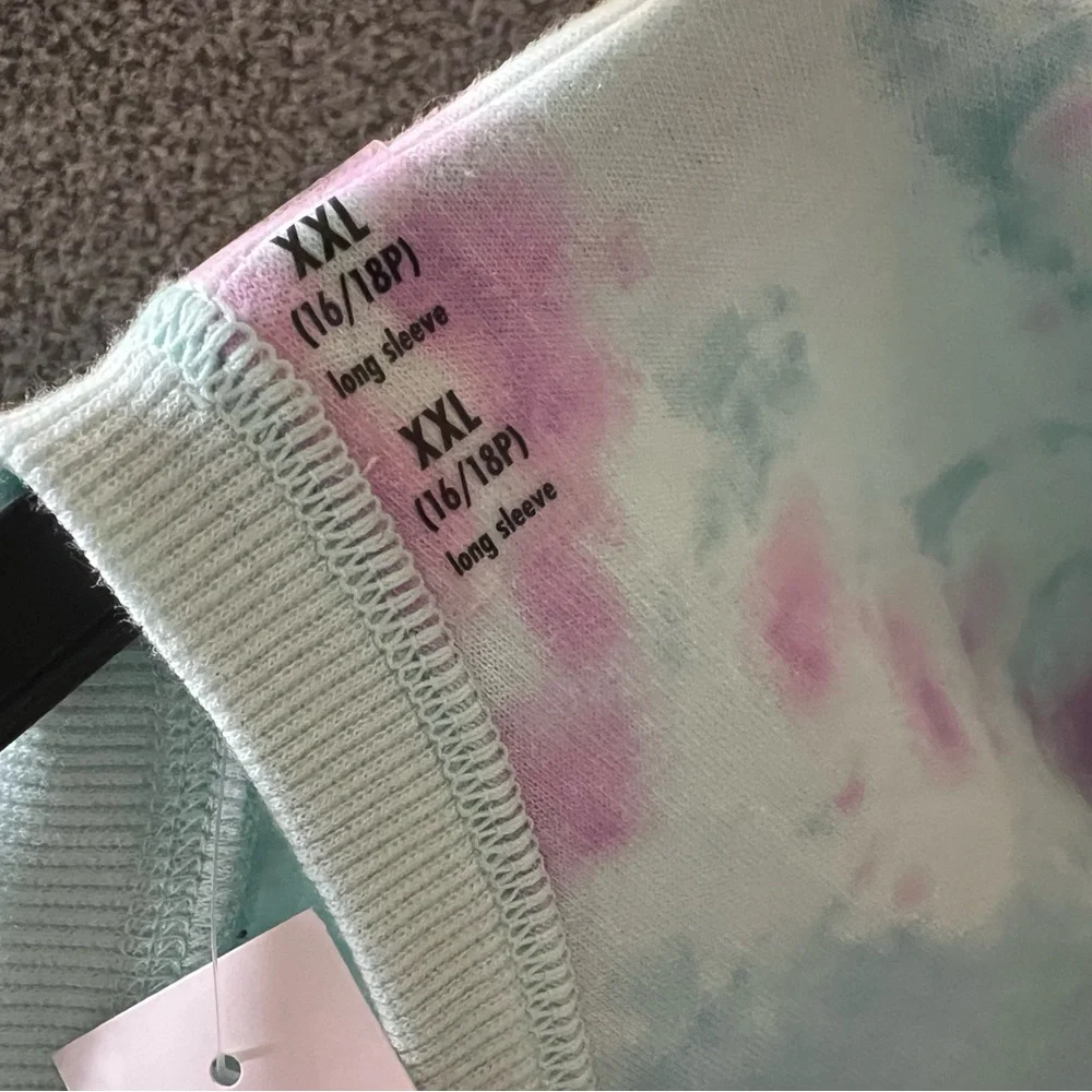 NWT Justice Girls aqua XXL PLUS Tie-Dye Sweatshirt